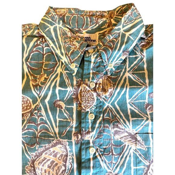 Reyn Spooner Size XL Hawaiian Traditionals Half Button Shirt Short Sleeves Shell - Picture 3 of 10